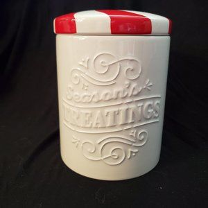 Hallmark Season's Treatings Peppermint Lid Canister/Jar